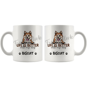 Personalized Akita Dog Mom Dad Mug, Custom Dog's Name Gift