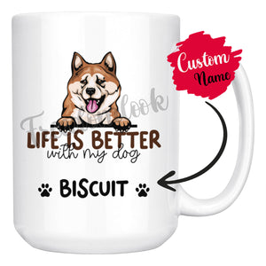 Personalized Akita Dog Mom Dad Mug, Custom Dog's Name Gift