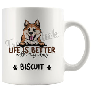 Personalized Akita Dog Mom Dad Mug, Custom Dog's Name Gift