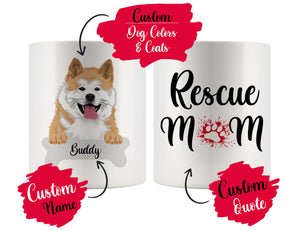 Personalized Akita Inu Dog Rescue Mom Dad Mug, Best Dog Owner Gift