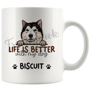 Personalized Alaskan Malamute Dog Mom Dad Mug, Custom Dog's Name Gift