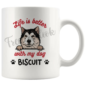 Personalized Alaskan Malamute Dog Mom Dad Mug, Custom Dog's Name Gift