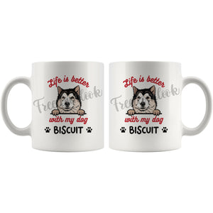 Personalized Alaskan Malamute Dog Mom Dad Mug, Custom Dog's Name Gift