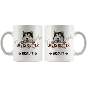 Personalized Alaskan Malamute Dog Mom Dad Mug, Custom Dog's Name Gift