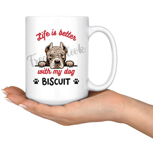 Personalized American Bull Terrier Dog Mom Dad Mug, Custom Dog's Name Gift