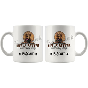 Personalized Cocker Spaniel Dog Mom Dad Mug, Custom Dog's Name Gift