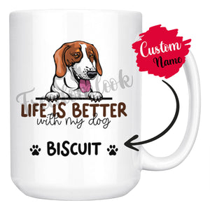 Personalized American Foxhound Dog Mom Dad Mug, Custom Dog's Name Gift