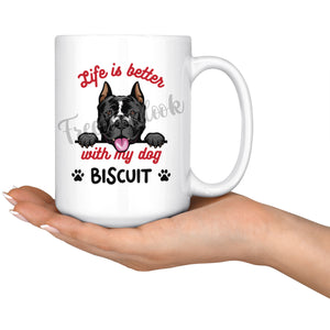 Personalized American Staffordshire Terrier Dog Mom Dad Mug, Custom Dog's Name