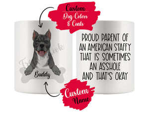 Personalized American Staffordshire Terrier Dog Mom Dad Mug, Funny Dog Owner