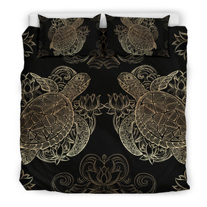 Two Golden Sea Turtle Bedding Set