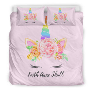 Faith Anne Shull - Personalized Unicorn Bedding Duvet Cover