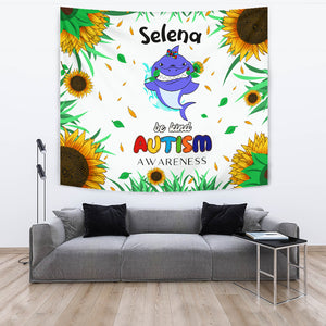 Tapestry Personalized Wall Decoration - Autism Awareness Shark Sunflower