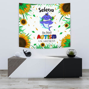 Tapestry Personalized Wall Decoration - Autism Awareness Shark Sunflower