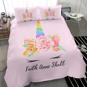 Faith Anne Shull - Personalized Unicorn Bedding Duvet Cover