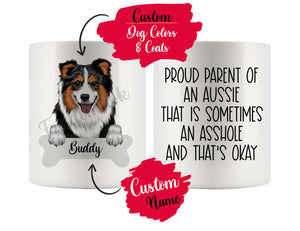Personalized Australian Shepherd Dog Mom Dad Mug, Funny Dog Owner Gift