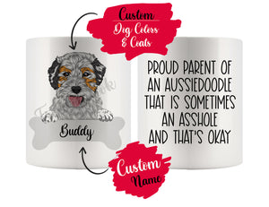 Personalized Aussiedoodle Dog Mom Dad Mug, Funny Dog Owner Gift