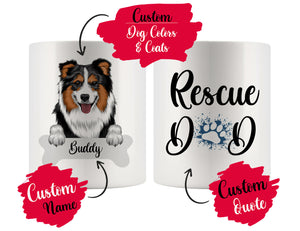 Personalized Australian Shepherd Dog Rescue Mom Dad Mug, Best Dog Owner Gift