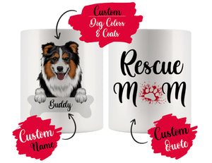 Personalized Australian Shepherd Dog Rescue Mom Dad Mug, Best Dog Owner Gift