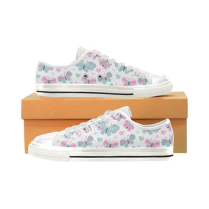 High & Low Top Canvas Women's Shoes - Blue & Pink Butterfly Pattern - Freedom Look