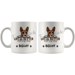 Personalized Basenji Dog Mom Dad Mug, Custom Dog's Name Gift