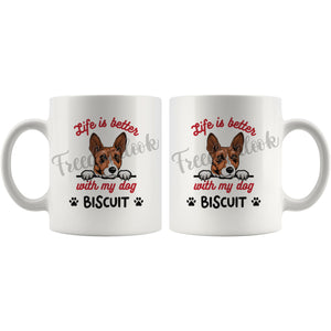 Personalized Basenji Dog Mom Dad Mug, Custom Dog's Name Gift