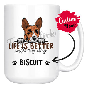 Personalized Basenji Dog Mom Dad Mug, Custom Dog's Name Gift