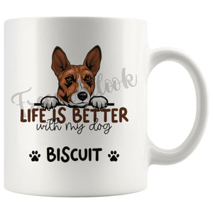Personalized Basenji Dog Mom Dad Mug, Custom Dog's Name Gift