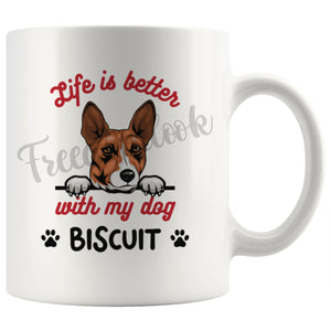 Personalized Basenji Dog Mom Dad Mug, Custom Dog's Name Gift