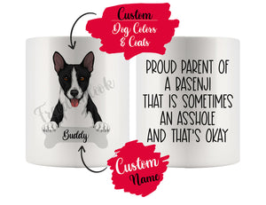 Personalized Basenji Dog Mom Dad Mug, Funny Dog Owner Gift