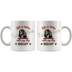 Personalized Basset Hound Dog Mom Dad Mug, Custom Dog's Name Gift