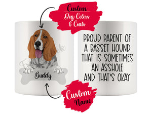 Personalized Basset Hound Dog Mom Dad Mug, Funny Dog Owner Gift