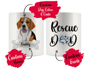 Personalized Beagle Dog Rescue Mom Dad Mug, Best Dog Owner Gift