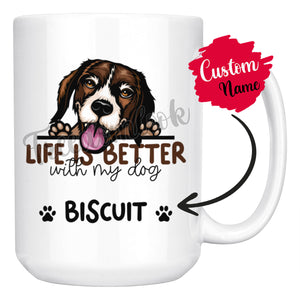 Personalized Beagle Dog Mom Dad Mug, Custom Dog's Name Gift