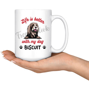 Personalized Bearded Collie Dog Mom Dad Mug, Custom Dog's Name Gift