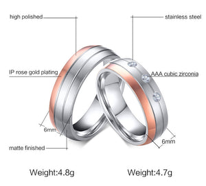 Crystal Zircon Rose Gold Ring - Stainless Steel - Freedom Look