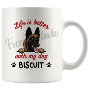 Personalized Belgian Malinois Dog Mom Dad Mug, Custom Dog's Name Gift