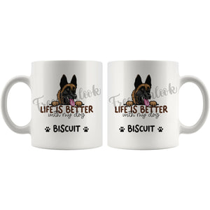 Personalized Belgian Malinois Dog Mom Dad Mug, Custom Dog's Name Gift
