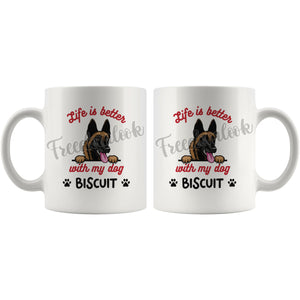 Personalized Belgian Malinois Dog Mom Dad Mug, Custom Dog's Name Gift