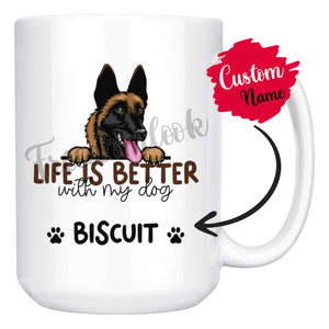 Personalized Belgian Malinois Dog Mom Dad Mug, Custom Dog's Name Gift