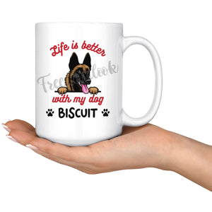 Personalized Belgian Malinois Dog Mom Dad Mug, Custom Dog's Name Gift