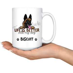 Personalized Belgian Malinois Dog Mom Dad Mug, Custom Dog's Name Gift