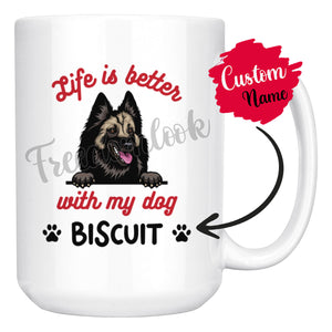 Personalized Belgian Tervuren Dog Mom Dad Mug, Custom Dog's Name Gift