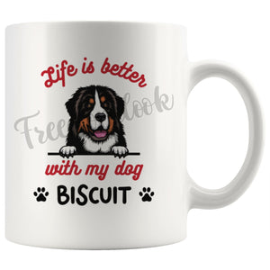 Personalized Bernese Mountain Dog Mom Dad Mug, Custom Dog's Name Gift