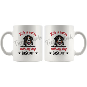 Personalized Bernese Mountain Dog Mom Dad Mug, Custom Dog's Name Gift