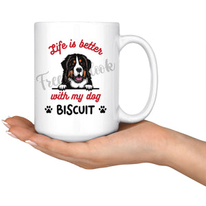 Personalized Bernese Mountain Dog Mom Dad Mug, Custom Dog's Name Gift