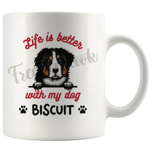 Personalized Bernese Cattle Dog Mom Dad Mug, Custom Dog's Name Gift