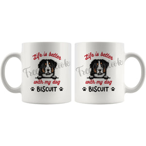 Personalized Bernese Cattle Dog Mom Dad Mug, Custom Dog's Name Gift