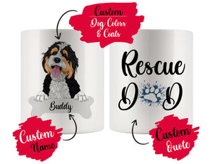Personalized Bernedoodle Dog Rescue Mom Dad Mug, Best Dog Owner Gift