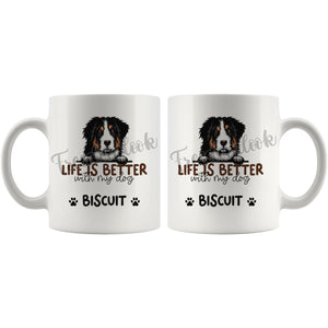 Personalized Bernese Cattle Dog Mom Dad Mug, Custom Dog's Name Gift