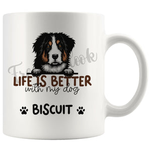 Personalized Bernese Cattle Dog Mom Dad Mug, Custom Dog's Name Gift